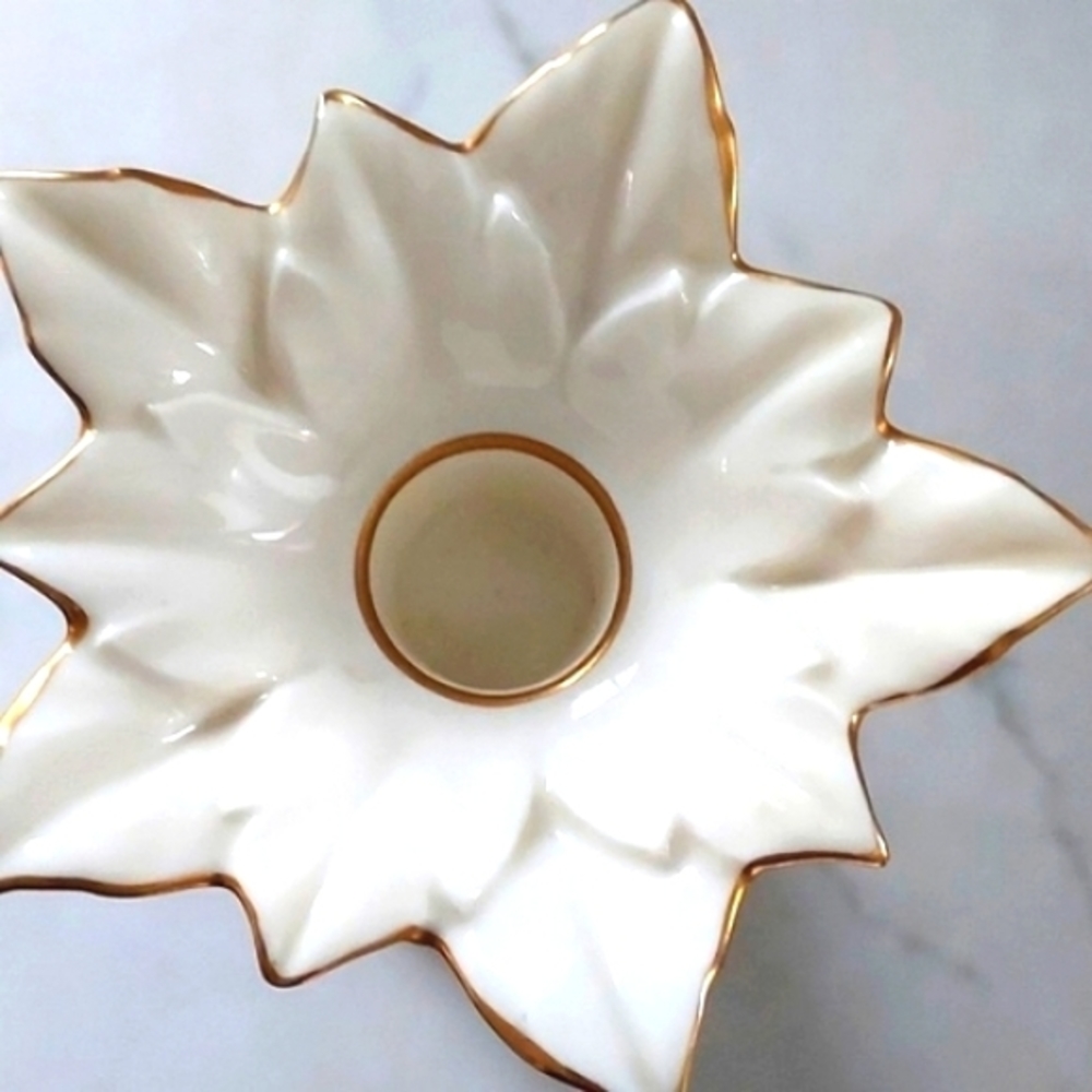 MIKASA Candlestick Ivory Bone China With 24K Trim Vintage